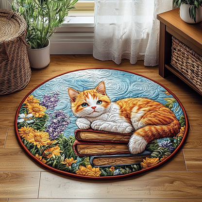 Wise Ginger Cat QA0901016CL Quilted Round Mat