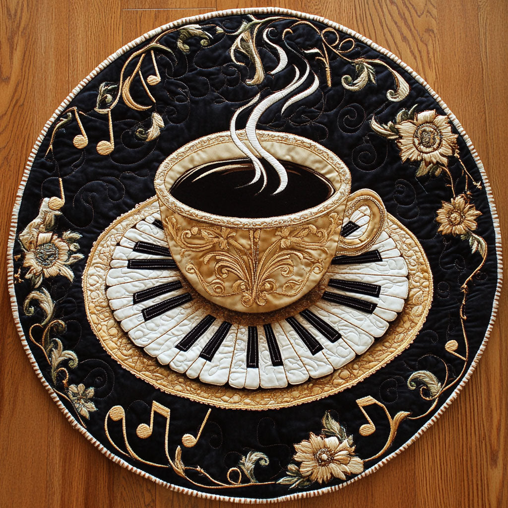 Midnight Coffee Tune WN2605054CL Quilted Round Mat