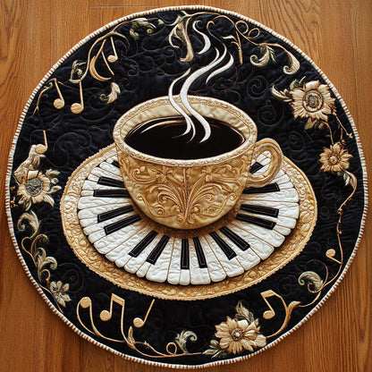 Midnight Coffee Tune WN2605054CL Quilted Round Mat