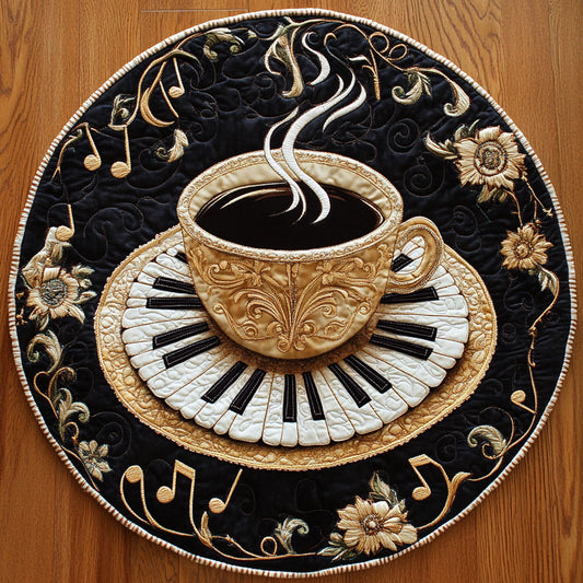 Midnight Coffee Tune WN2605054CL Quilted Round Mat