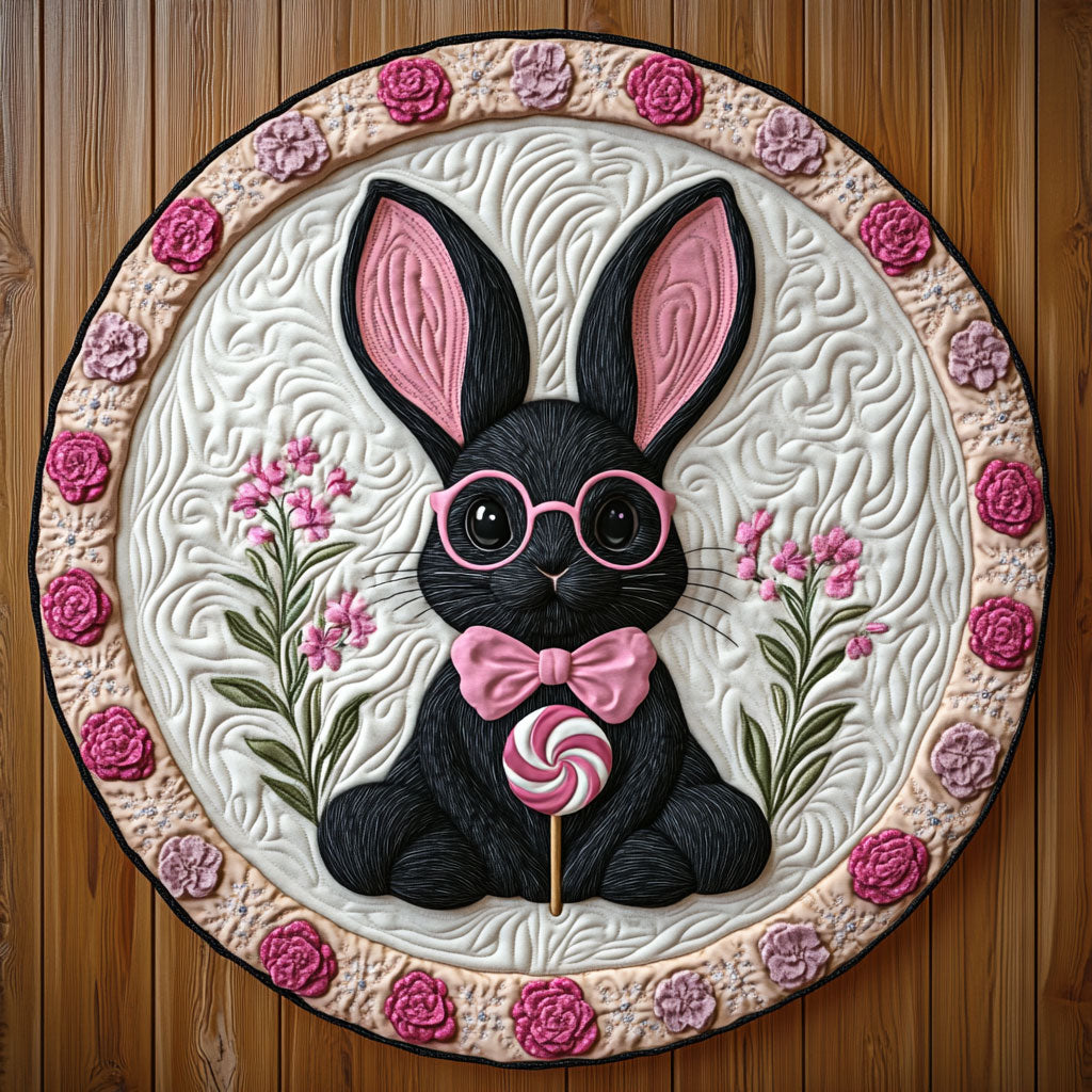 Lollipop Love Bunny KL1301020CL Quilted Round Mat
