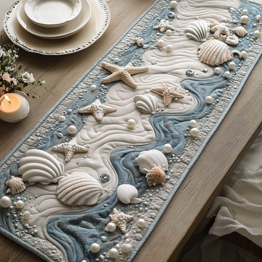 Ocean Seashell CW1005064CL Quilted Table Runner