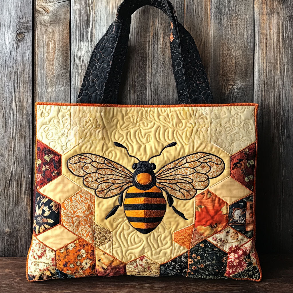 Rustic Patch Bee WN1511079CL Quilted Tote Bag