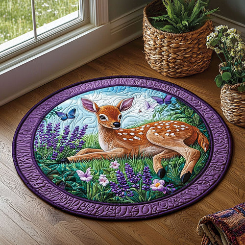 Deer In Lavender Garden QA0312006CL Quilted Round Mat