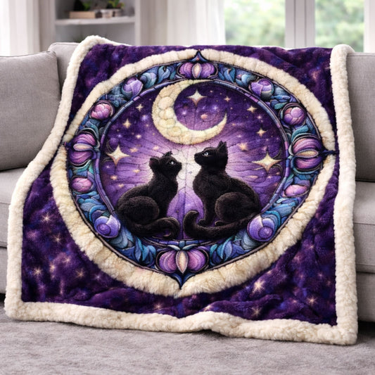 Celestial Black Cats KL0302001CL Faux Fur Throw Blanket