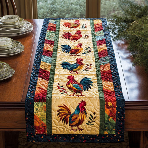 Rustic Rooster Gathering WJ0107028CL Quilted Table Runner
