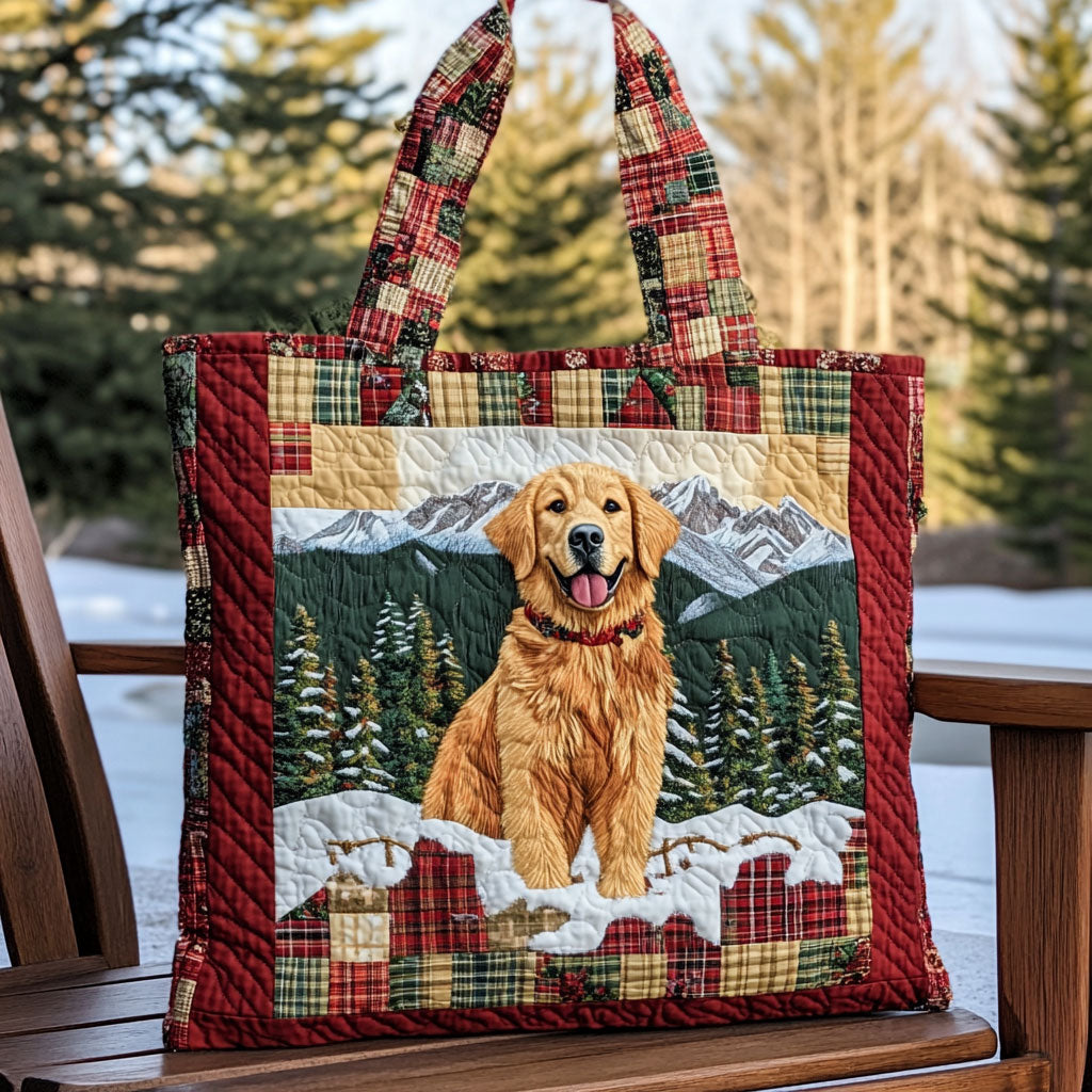 Frosty Golden Retriever Morning WN0611046CL Quilted Tote Bag