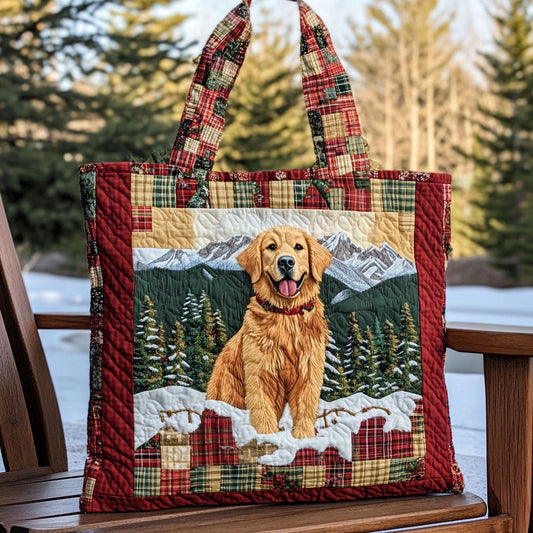 Frosty Golden Retriever Morning WN0611046CL Quilted Tote Bag