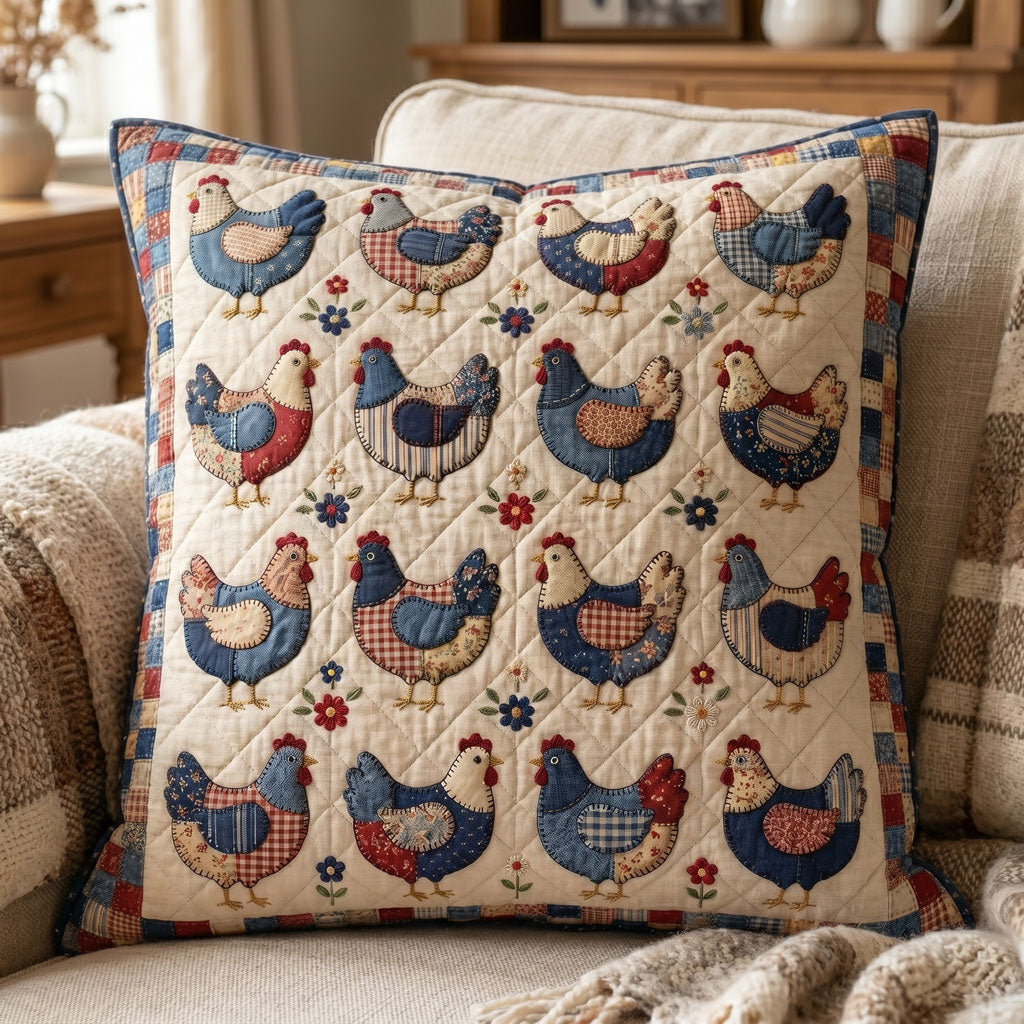 Rustic Farmhouse Chicken Patchwork WN1604015CL Quilt Pillow Case