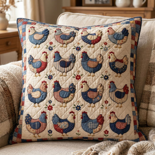 Rustic Farmhouse Chicken Patchwork WN1604015CL Quilt Pillow Case