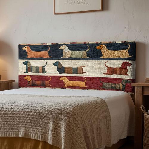 Patchwork Dachshund WN0601062CL Quilted Headboard Slipcover