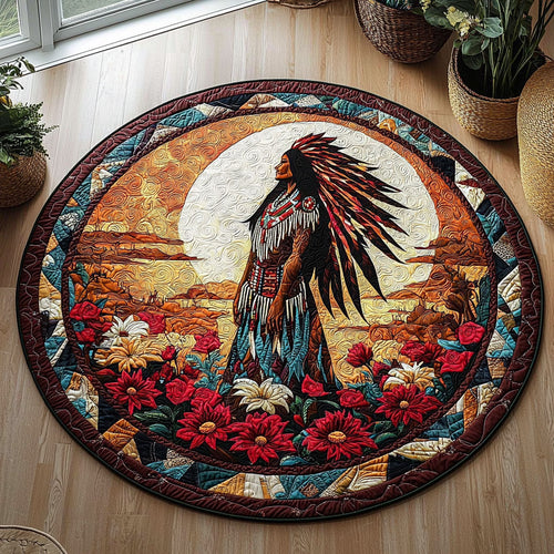 Native American Woman QA0812023CL Quilted Round Mat