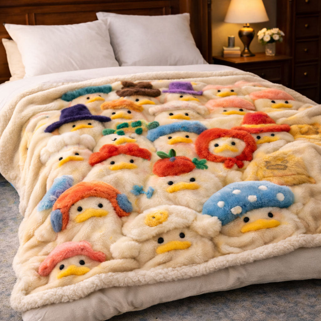 Cozy Duck Family KL2901011CL Faux Fur Throw Blanket