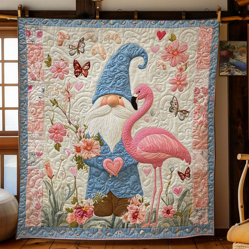 Pink Flamingo Gnome WN0701033CL Quilt