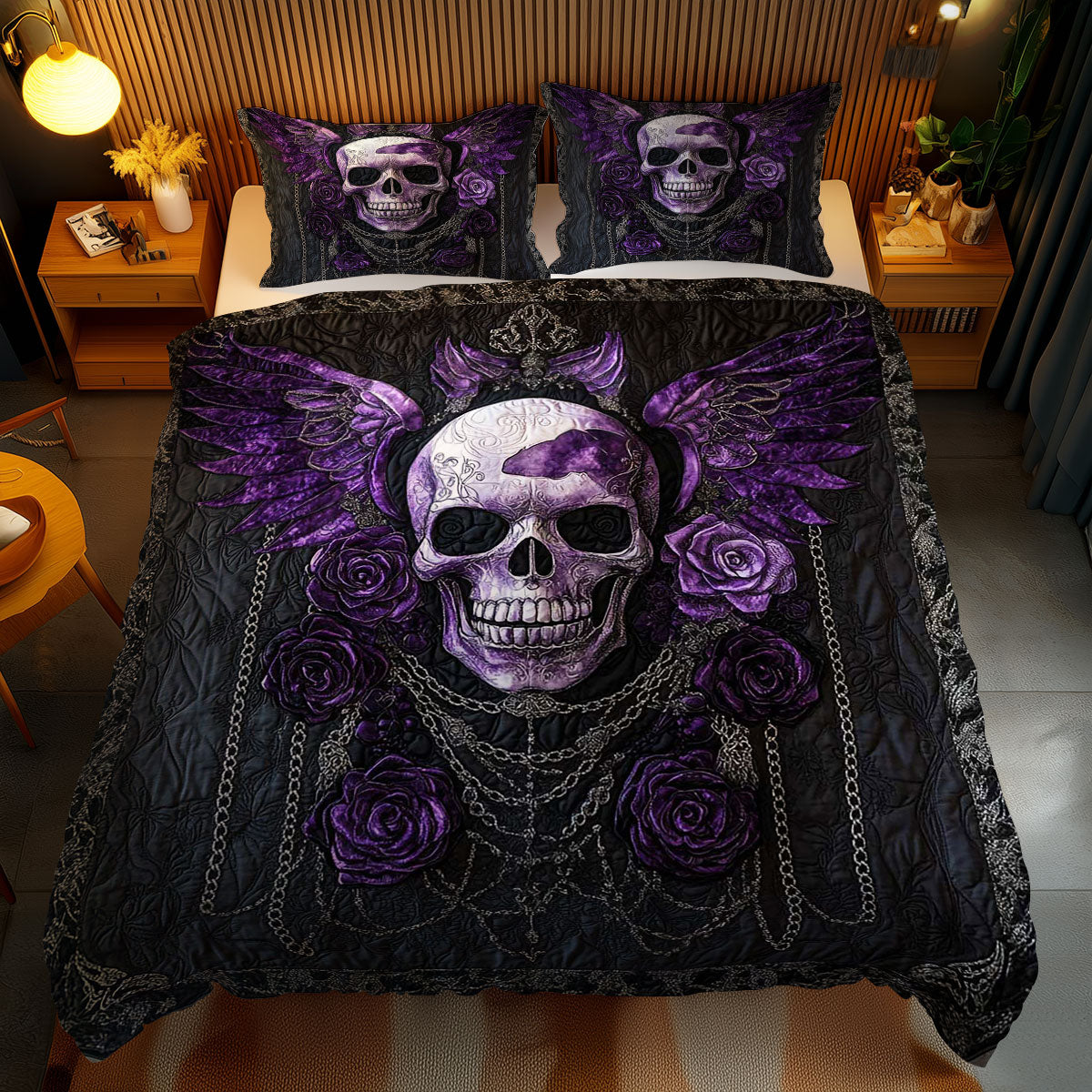 Dark Rose Skull WN1103107CL Duvet Cover Set