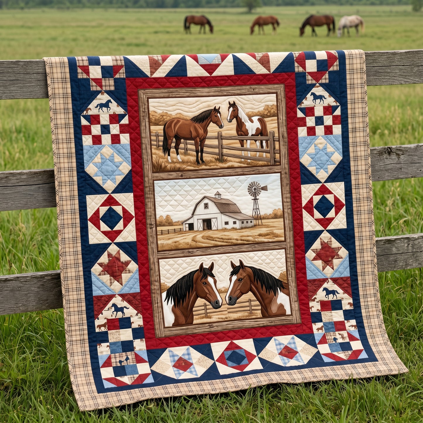 Horse Field XR2104003CL Quilt