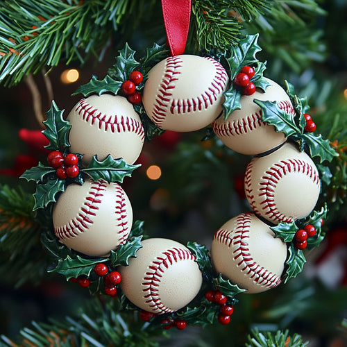 Baseball Wreath WJ2611059CL Christmas Ornament
