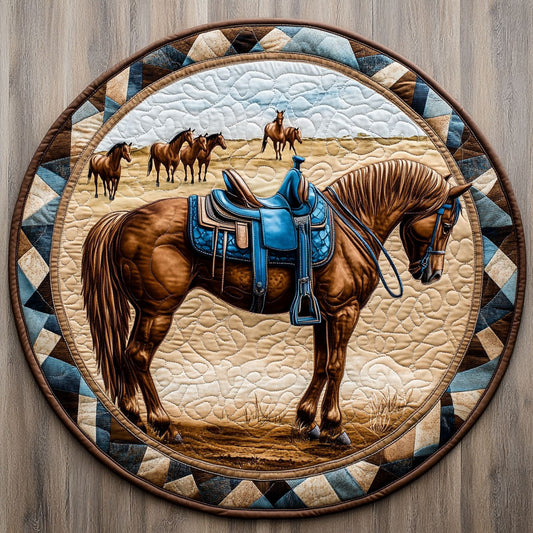 Horse Dusk WN1007009CL Quilted Round Mat