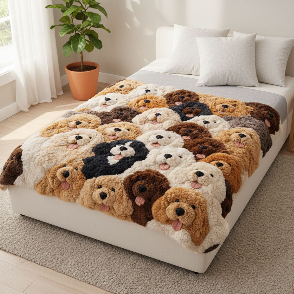 Doodle Puppies WJ2801005CL Faux Fur Throw Blanket