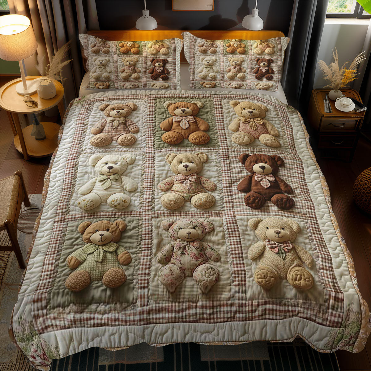 Patchwork Teddy Bear WN1003106CL Duvet Cover Set