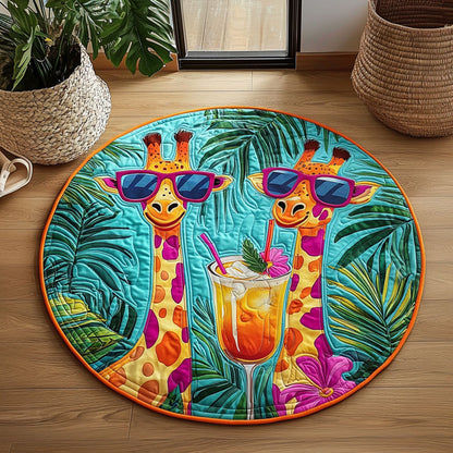 Fancy Tropical Giraffe QA0812010CL Quilted Round Mat
