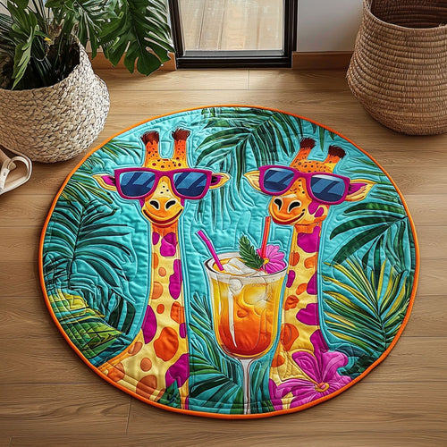 Fancy Tropical Giraffe QA0812010CL Quilted Round Mat