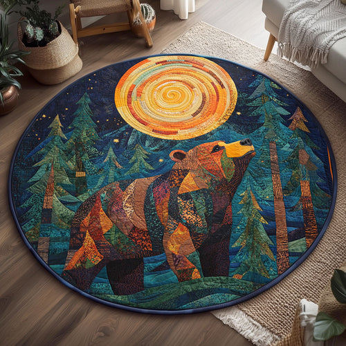Wild Bear Night WJ2306042CL Quilted Round Mat