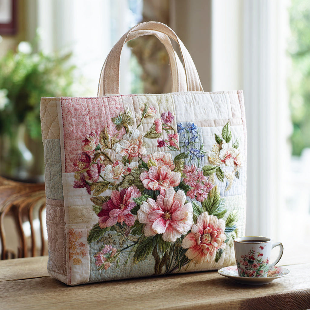 Bloom Flower CW1301001CL Quilted Tote Bag