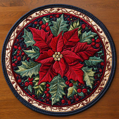 Classic Poinsettia WN2904066CL Quilted Round Mat