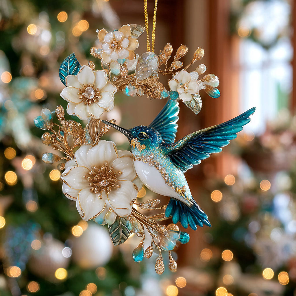 Floral Hummingbird Glow CW0412088CL Christmas Ornament