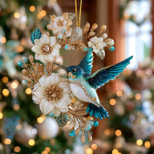 Floral Hummingbird Glow CW0412088CL Christmas Ornament