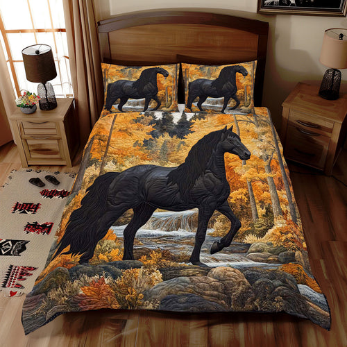 Black Horse Autumn WP2001022CL Duvet Cover Set