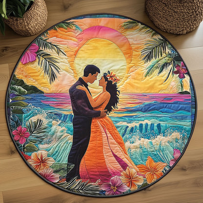 Romantic Sunset Couple WJ0507042CL Quilted Round Mat