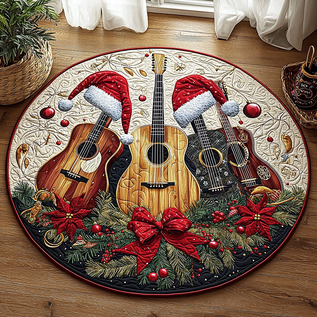 Christmas Guitar QA2711016CL Quilted Round Mat