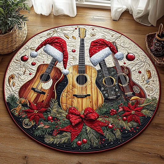 Christmas Guitar QA2711016CL Quilted Round Mat