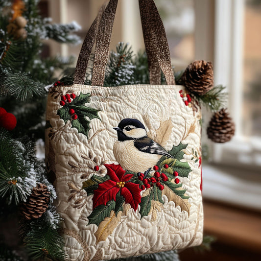 Holiday Glow Chickadee WN2210026CL Quilted Tote Bag