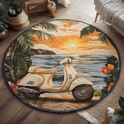Vintage Coastal Scooter WJ0507051CL Quilted Round Mat