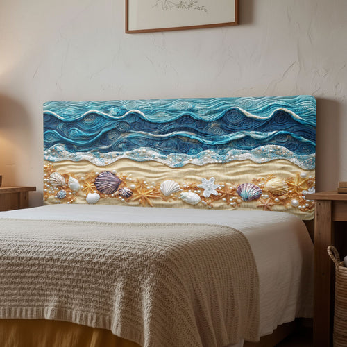 Shoreline Seashell CW1212057CL Quilted Headboard Slipcover
