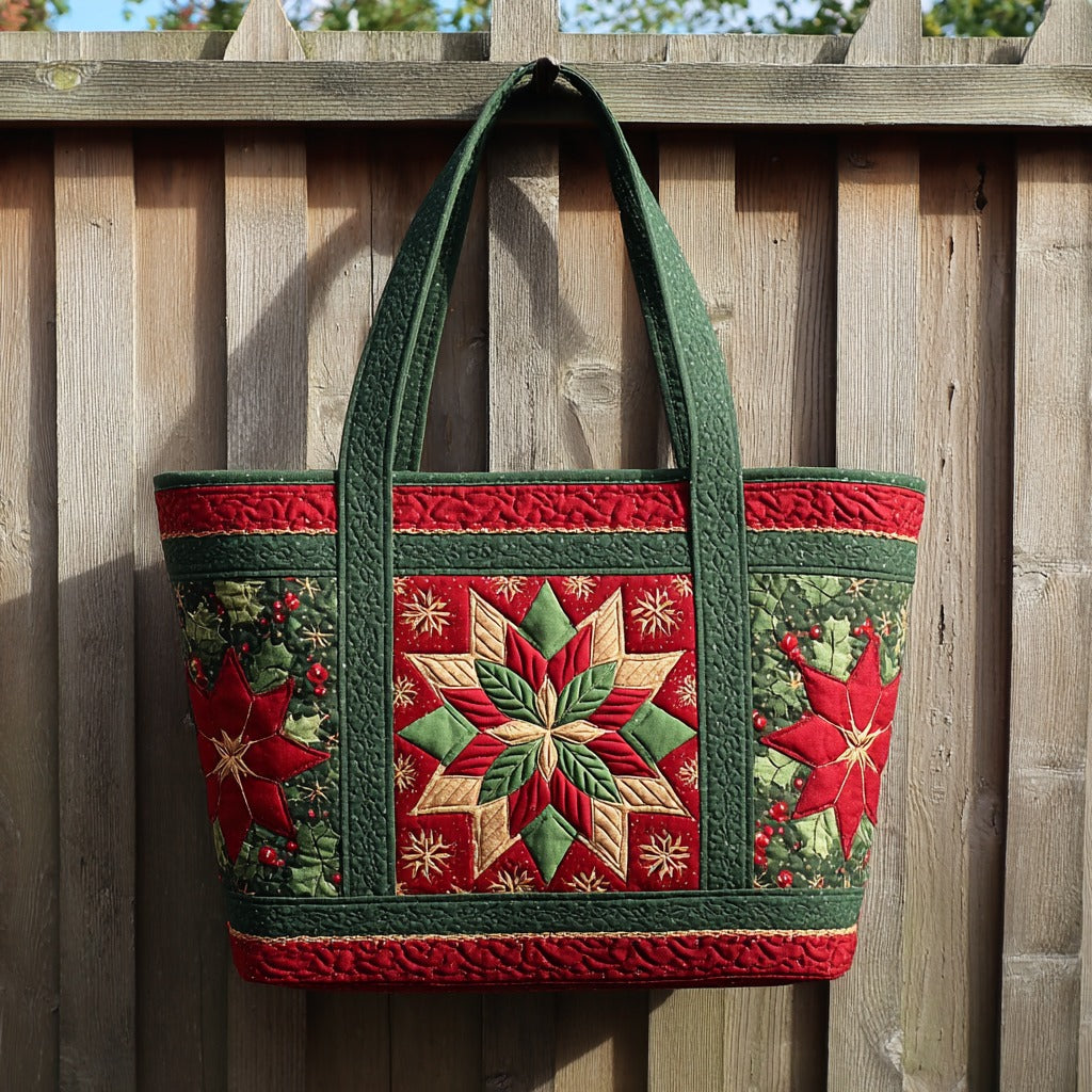 Red Snowflake XR2611018CL Quilted Tote Bag