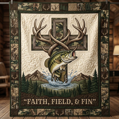 Faith Field And Fin Deer Antlers Fishing WN1205007CL Quilt