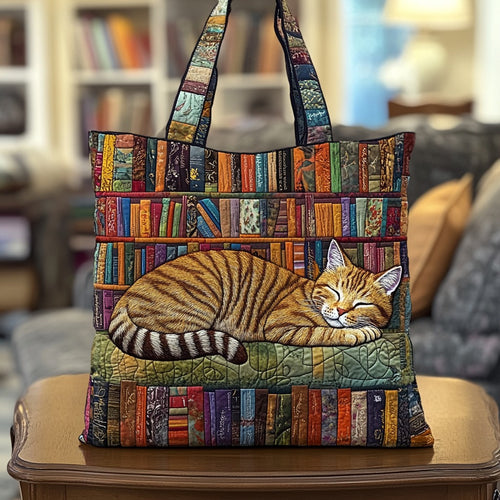 Bookish Cat Nap XR1111003CL Quilted Tote Bag