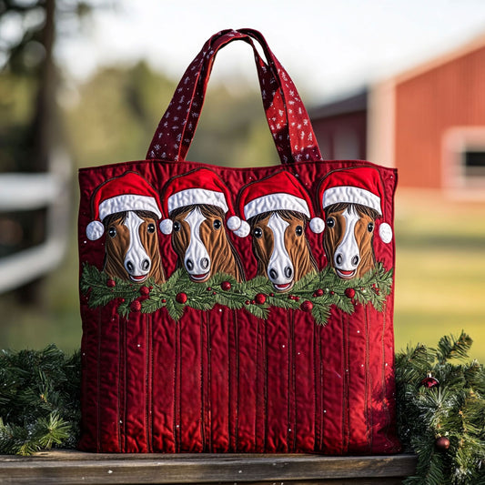 Santa Horse Cheer WN1310038CL Quilted Tote Bag