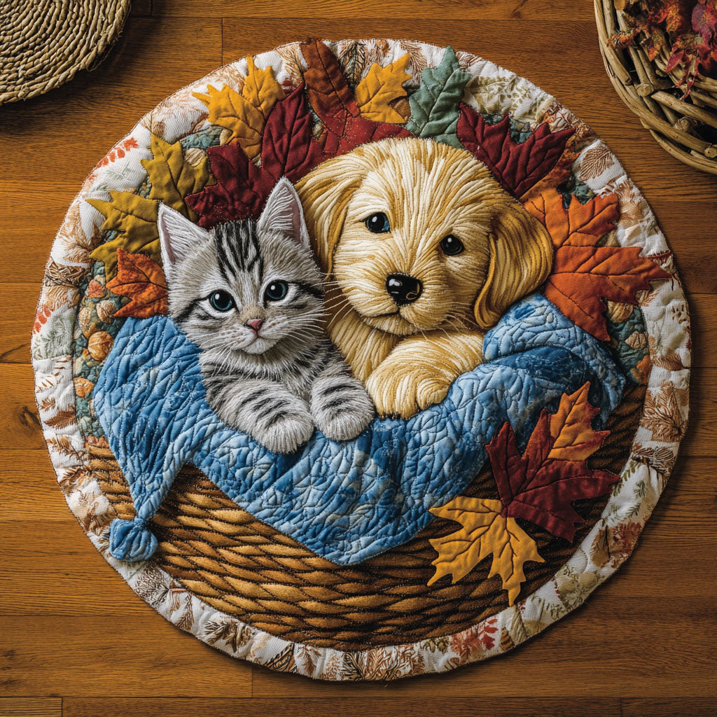 Cozy Autumn Pet WJ0407038CL Quilted Round Mat