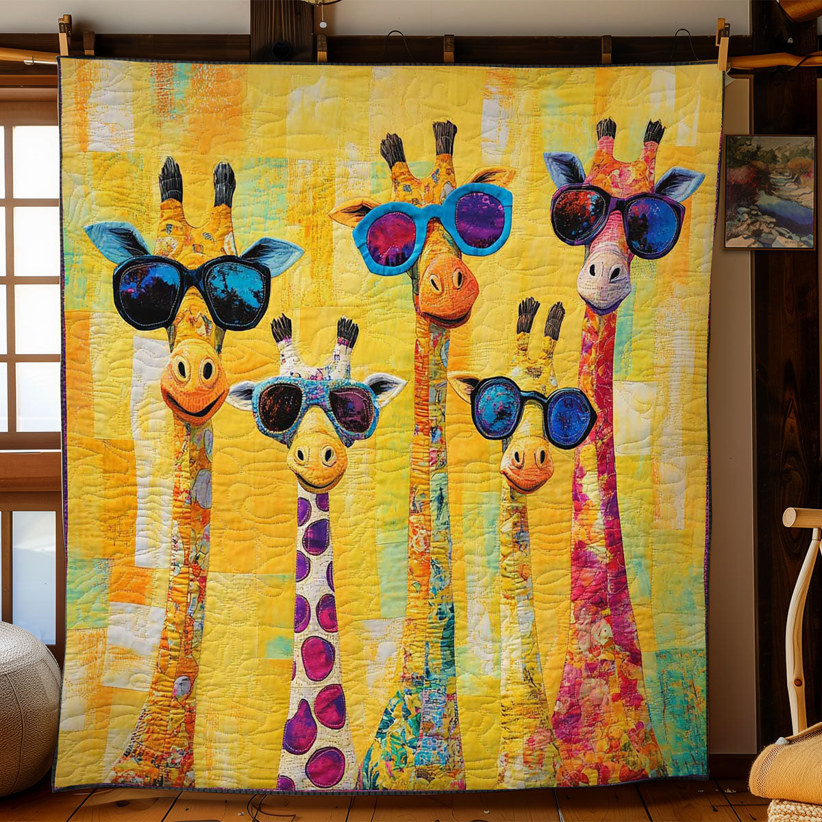 Tropical Funny Giraffes WN1103025CL Quilt