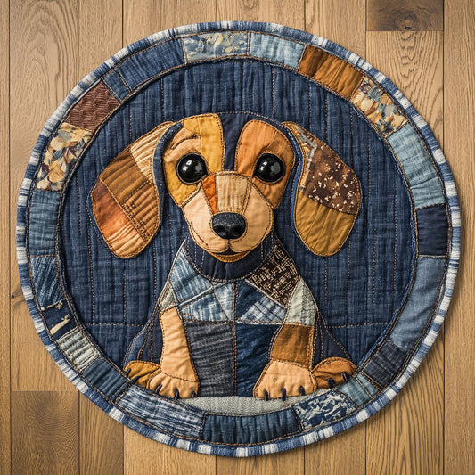 Dachshund Morning WN0207046CL Quilted Round Mat