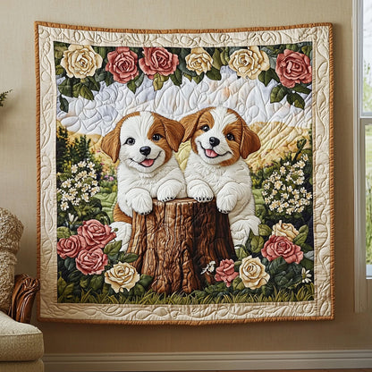 Dogs In Rose Garden QA0801007CL Quilt