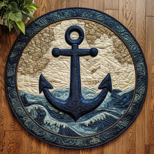 Nautical Anchor CW1205095CL Quilted Round Mat