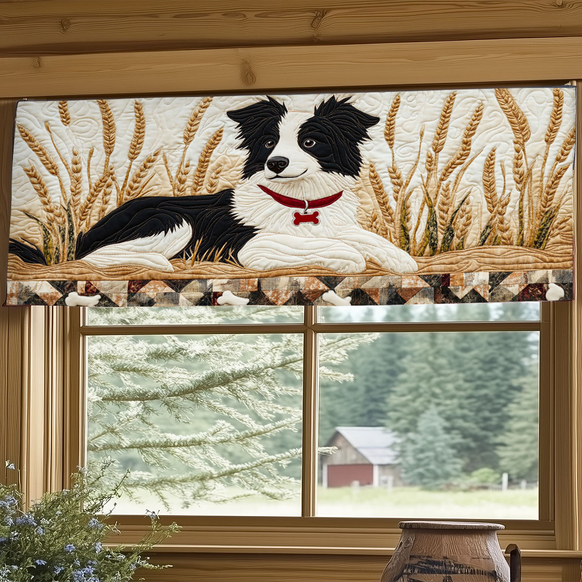 Charming Border Collie WJ2305027CL Quilted Valance