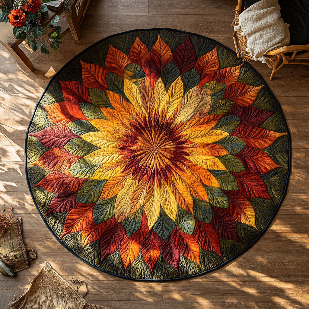 Leaf Veins WN0707094CL Quilted Round Mat