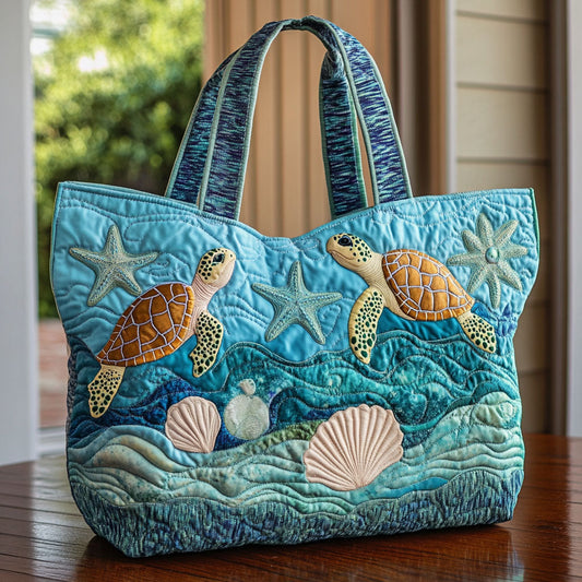Sea Turtle Whisper CW0110018CL Quilted Tote Bag